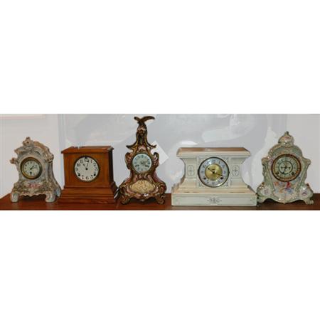 Group of Five Mantel Clocks 	 