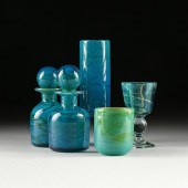 GROUP OF FIVE MDINA HAND BLOWN