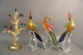 GROUP OF FIVE MURANO GLASS BIR