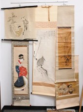 GROUP OF FIVE ORIENTAL SCROLLS