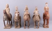 GROUP OF FIVE PAINTED POTTERY