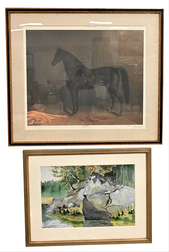 GROUP OF FIVE PAINTINGS AND