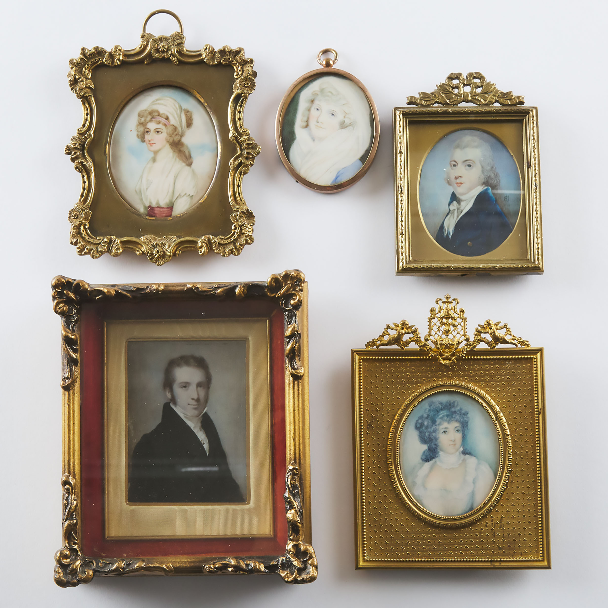 Group of Five Portrait Minatures,