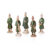 GROUP OF FIVE POTTERY FIGURES