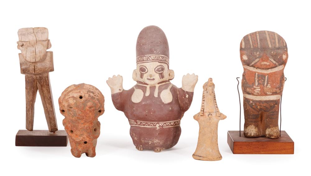GROUP OF FIVE PRE-COLUMBIAN CERAMIC