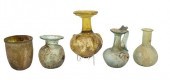 GROUP OF FIVE ROMAN GLASS PIEC