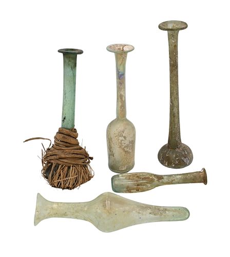 GROUP OF FIVE ROMAN GLASS