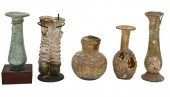 GROUP OF FIVE ROMAN GLASS PIEC
