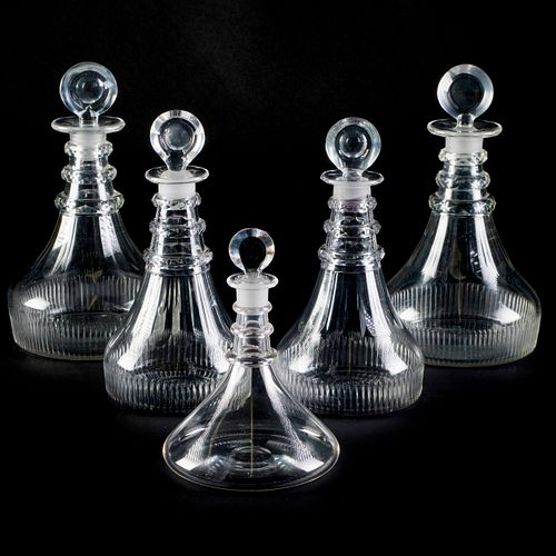 GROUP OF FIVE SHIP&#039;S DECANTERS