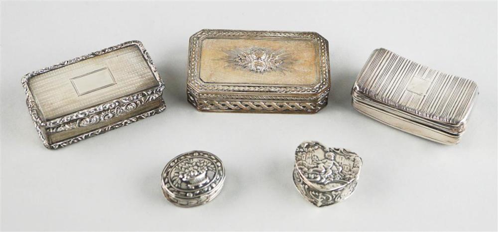GROUP OF FIVE SILVER AND PLATED