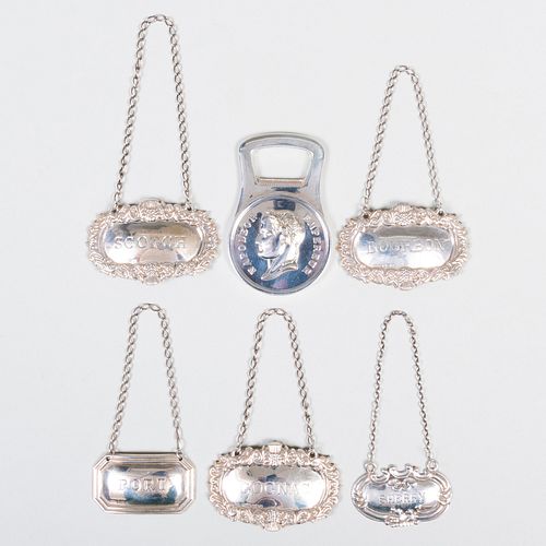 GROUP OF FIVE SILVER BOTTLE