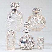 GROUP OF FIVE SILVER-MOUNTED C
