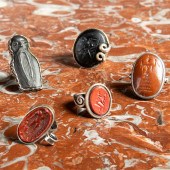 GROUP OF FIVE SILVER-MOUNTED H