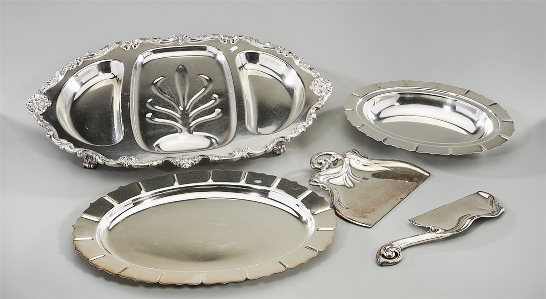 Group of five silver plate