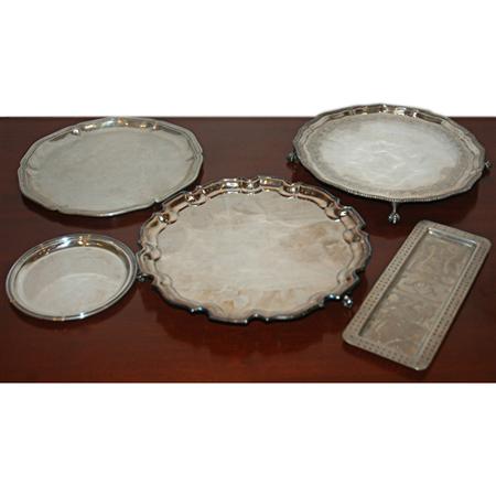 Group of Five Silver Trays 	 