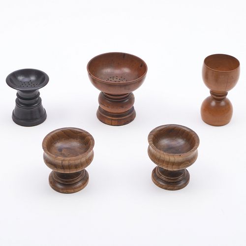 GROUP OF FIVE SMALL TREEN