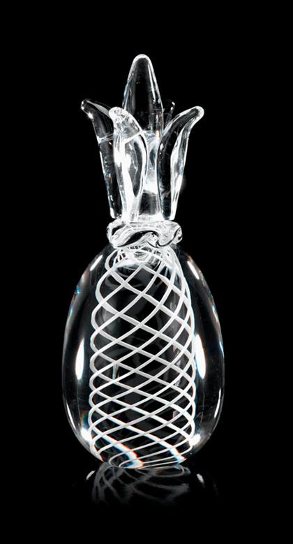 Group of five Steuben glass fruit