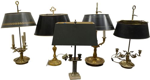 GROUP OF FIVE TABLE LAMPS, TO