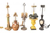 GROUP OF FIVE TABLE LAMPS, TO