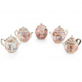GROUP OF FIVE TEAPOTS
QING DYN