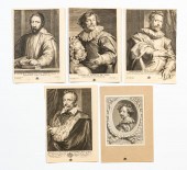 GROUP OF FIVE UNFRAMED ENGRAVI