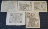 GROUP OF FIVE VARIOUS UNFRAMED