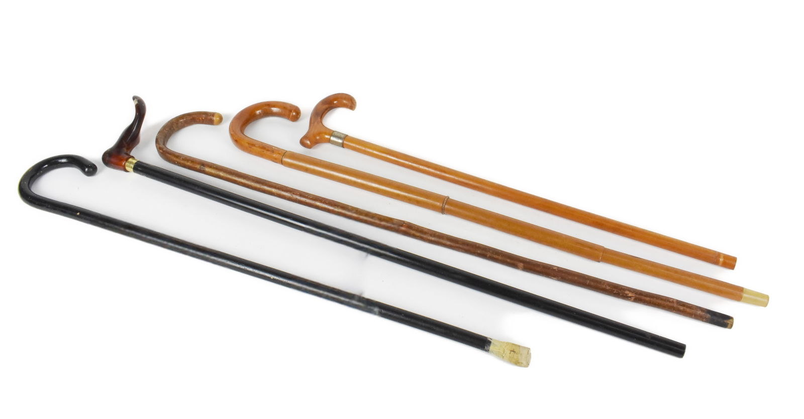 GROUP OF FIVE VINTAGE CANES/WALKING