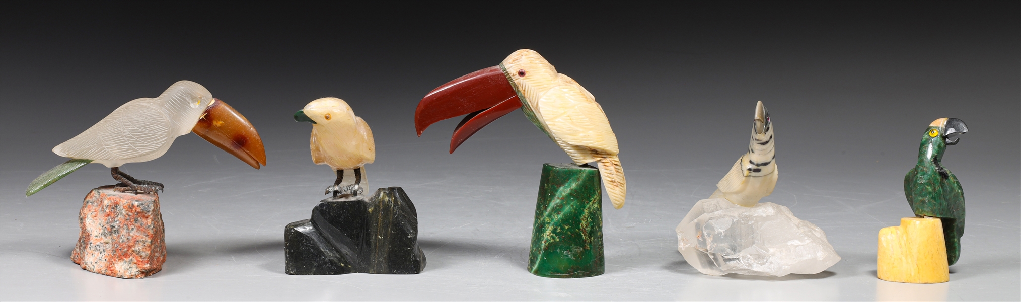 Group of five vintage carved