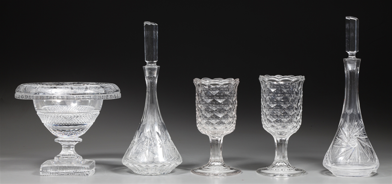 Group of five vintage glass