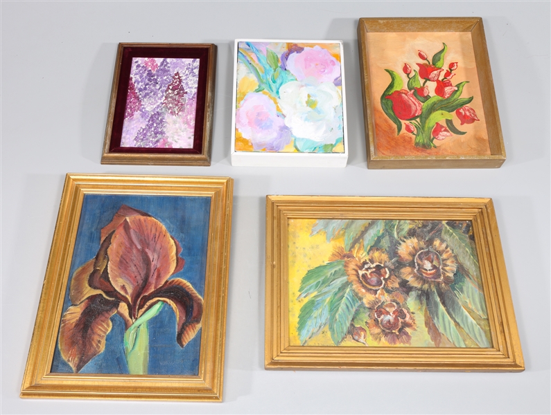 Group of five vintage oil paintings