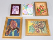 Group of five vintage oil pain