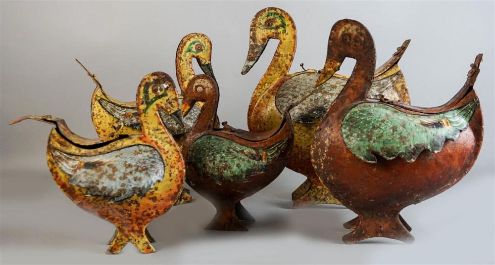 GROUP OF FIVE WHIMSICAL PAINTED