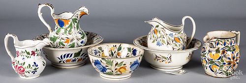 GROUP OF FLORAL PEARLWARE, EARLY