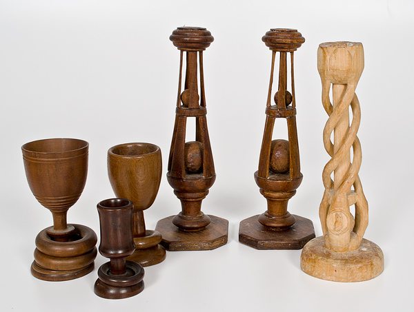 Group of Folk Art Carved Candle