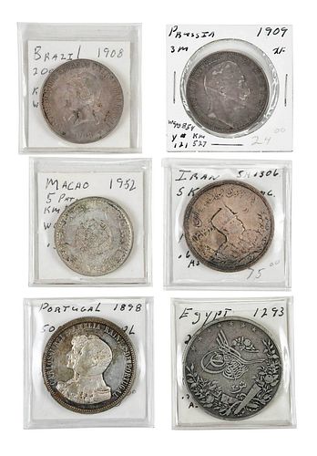 GROUP OF FOREIGN CROWNS AND HALF
