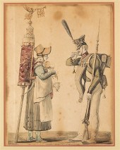 Group of four antique colored