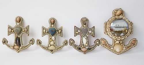 GROUP OF FOUR ANTIQUE SHELL