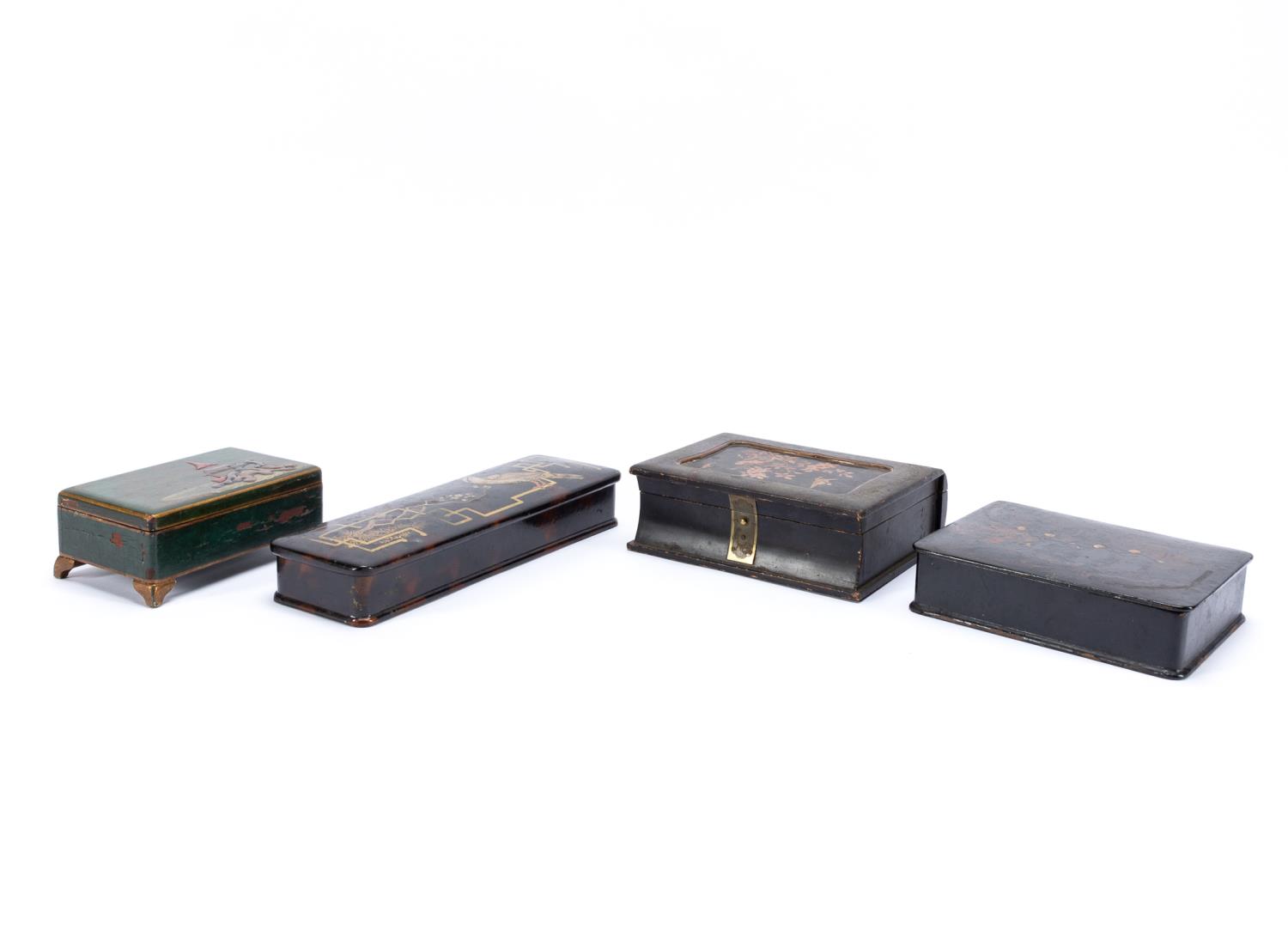 GROUP OF FOUR ASIAN LACQUERED