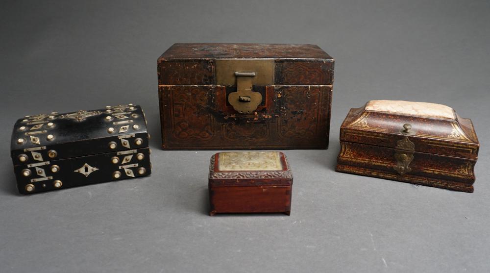 GROUP OF FOUR ASSORTED BOXES,