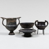 GROUP OF FOUR BLACK POTTERY VE