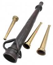 GROUP OF FOUR BRASS FIRE NOZZL