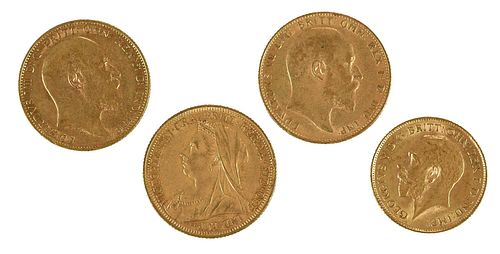 GROUP OF FOUR BRITISH GOLD