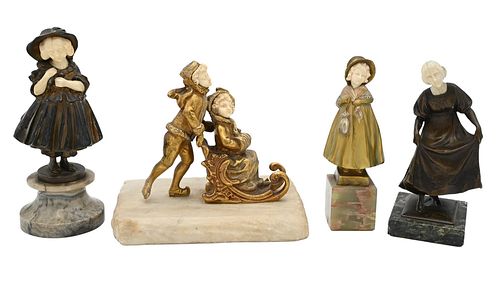 GROUP OF FOUR BRONZE/GILT BRONZE