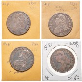 GROUP OF FOUR CAPPED BUST HALV