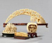 Group of Four Carved Ivory Ite