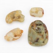  GROUP OF FOUR CARVED JADE ORN