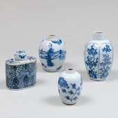 GROUP OF FOUR CHINESE BLUE AND