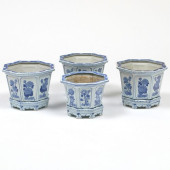 GROUP OF FOUR CHINESE BLUE AND