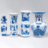GROUP OF FOUR CHINESE BLUE AND