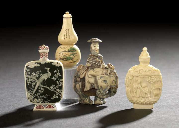 Group of Four Chinese Ivory Snuff
